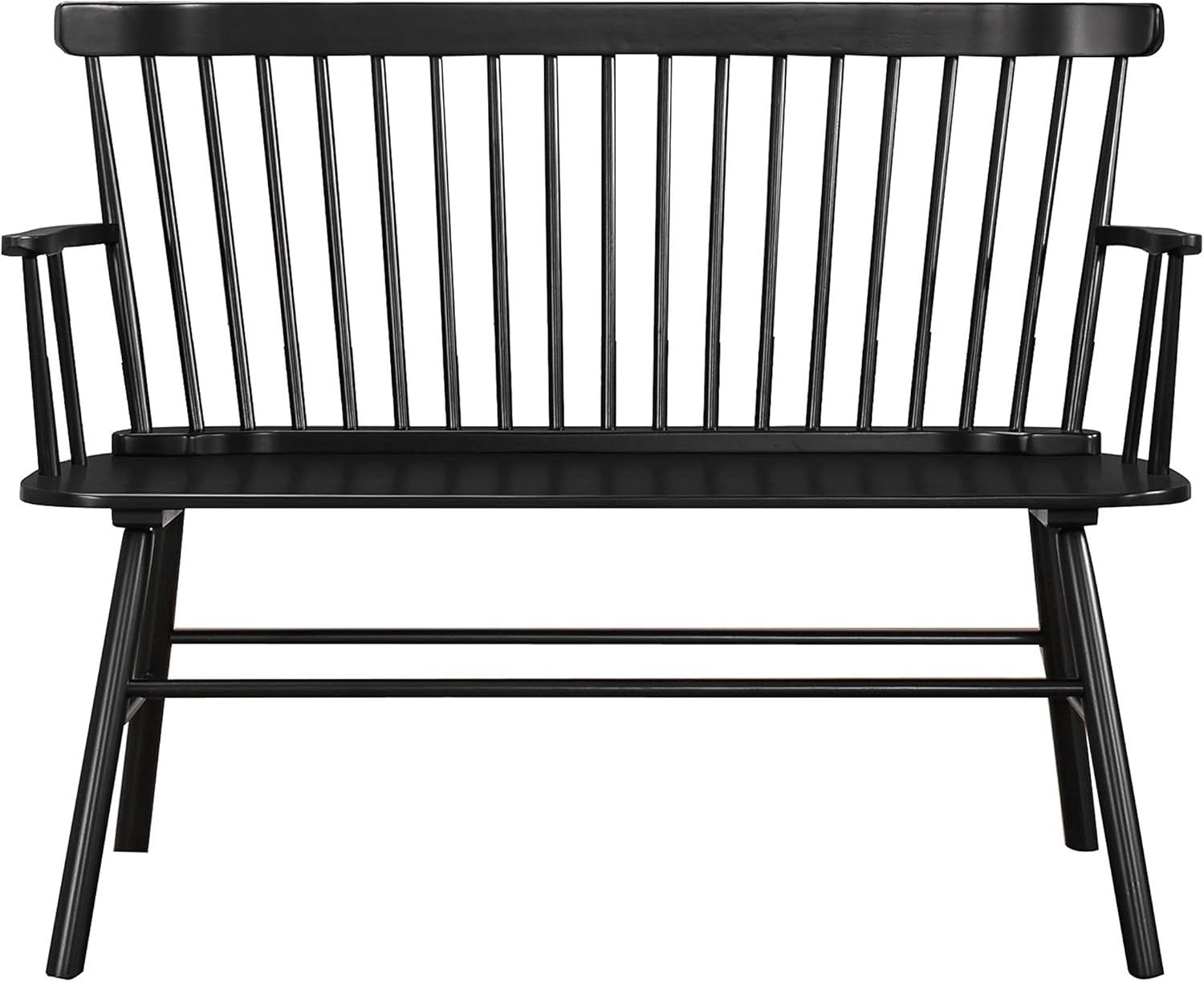 Benjara Transitional Style Curved Design Spindle Back Bench with Splayed Legs, Black | Amazon (US)