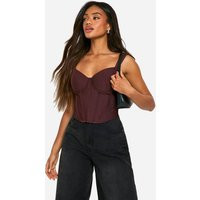 Womens Bandage Cupped Boned Corset Top - Brown - 2 | boohoo (US & Canada)