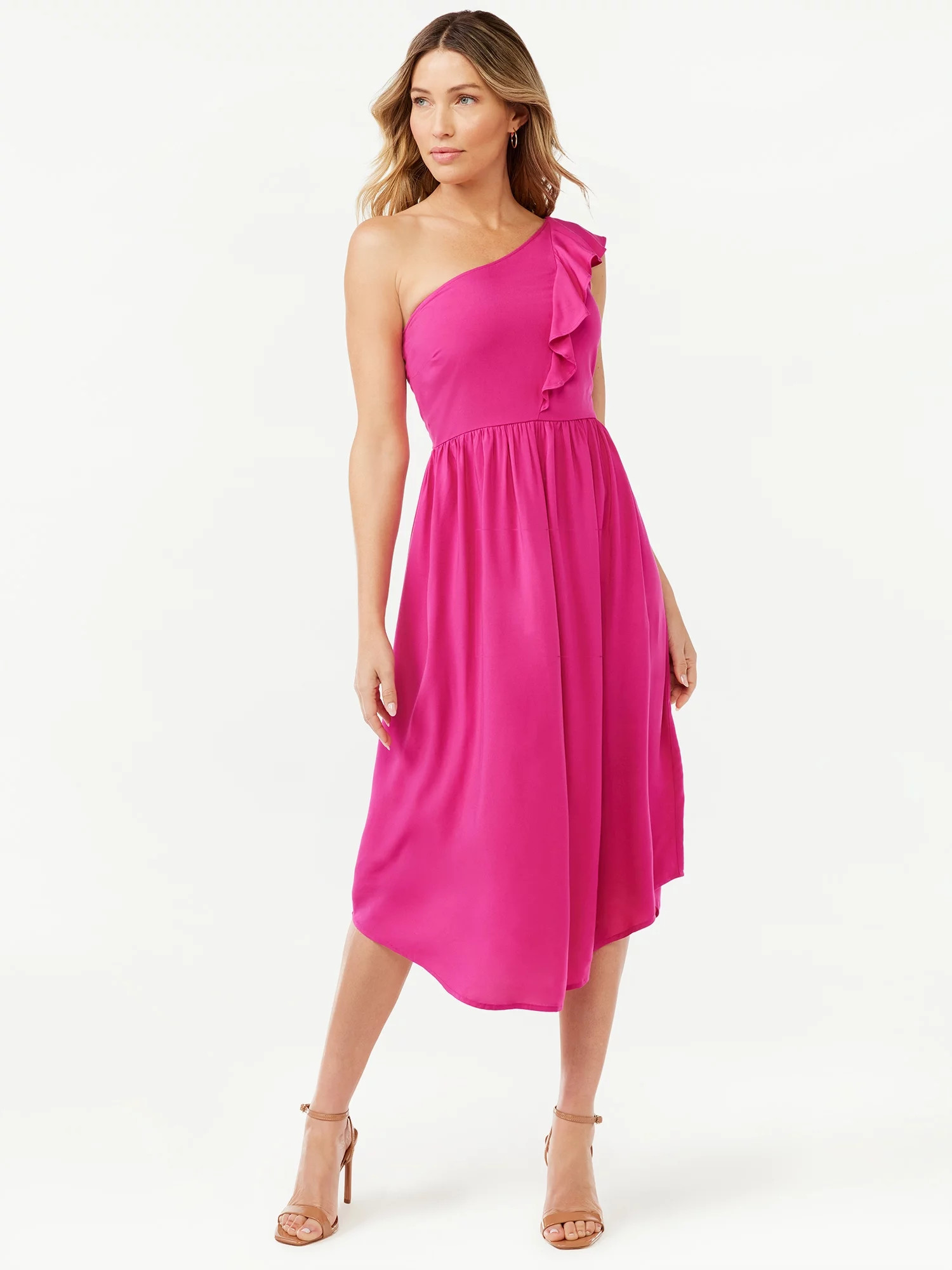 Sofia Jeans by Sofia Vergara Women's Ruffle One Shoulder Dress | Walmart (US)