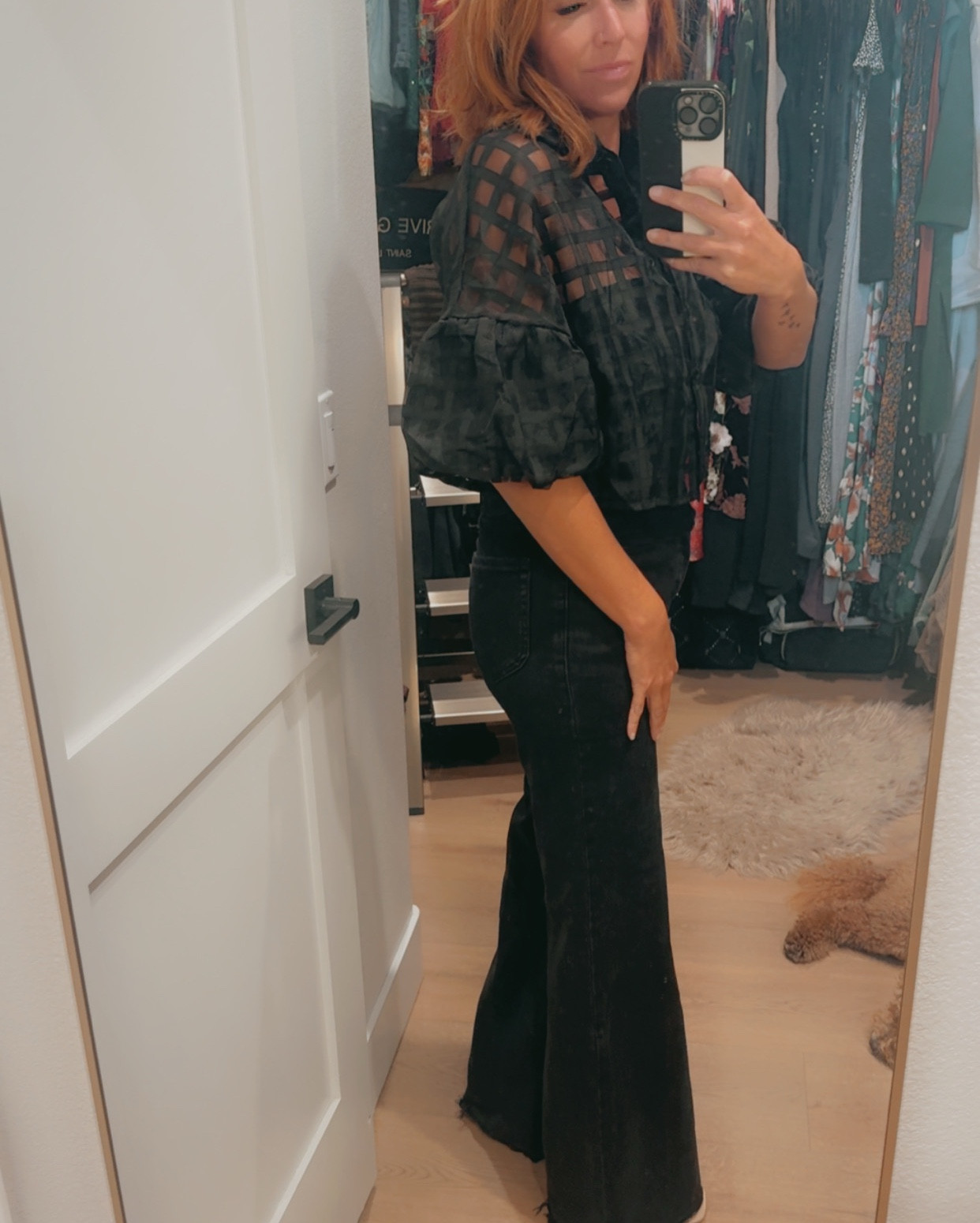 Vacation outfit 🖤 Europe trip | black wide leg jeans | puffy short sleeves 

#LTKU #LTKOver40 #LTKPetite