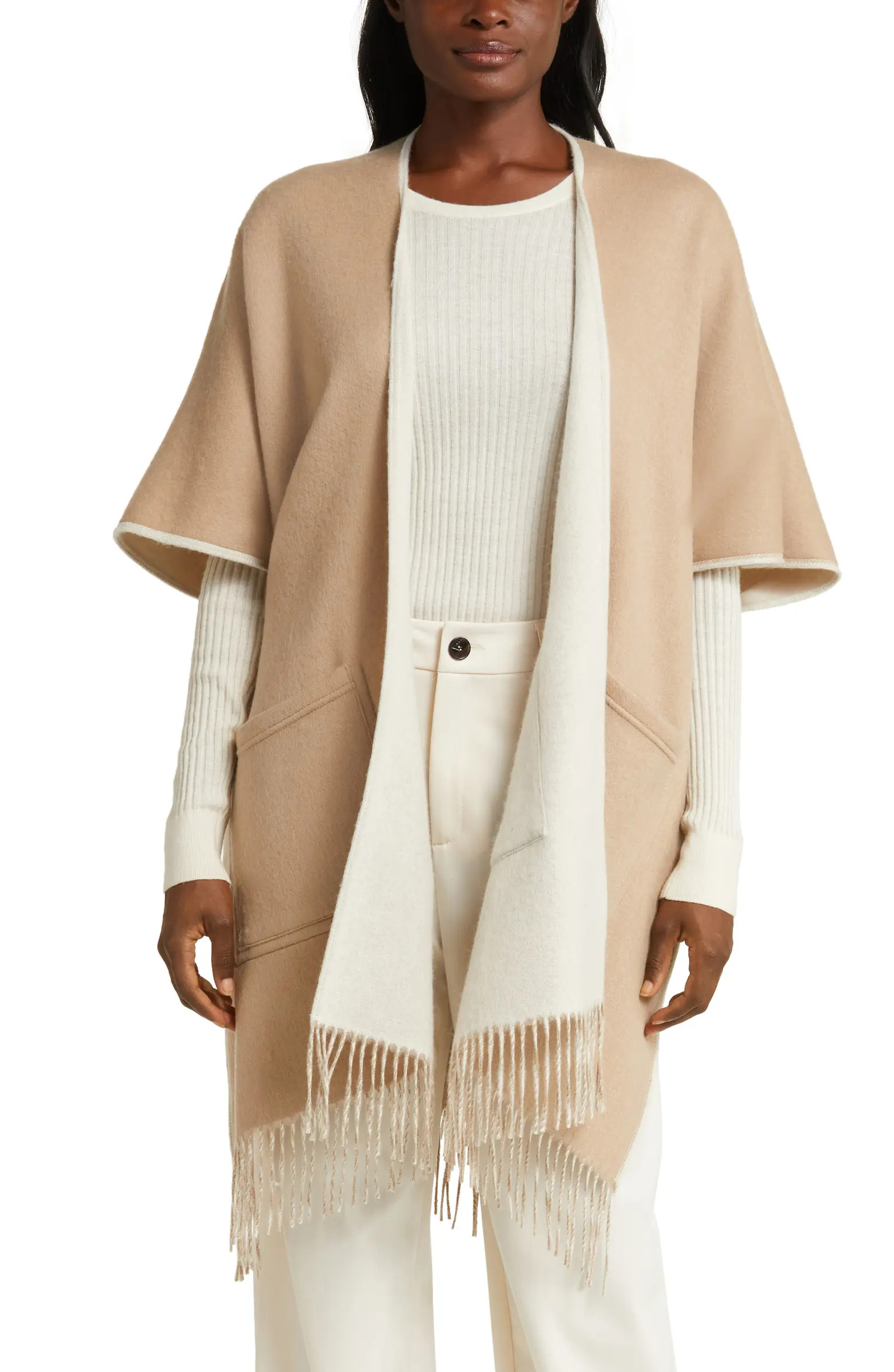 Reversible Pocket Wool & Cashmere Ruana | Nordstrom