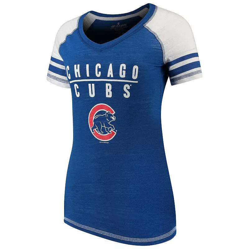 Women's Soft as a Grape Royal Chicago Cubs Color Block V-Neck T-Shirt | Kohl's