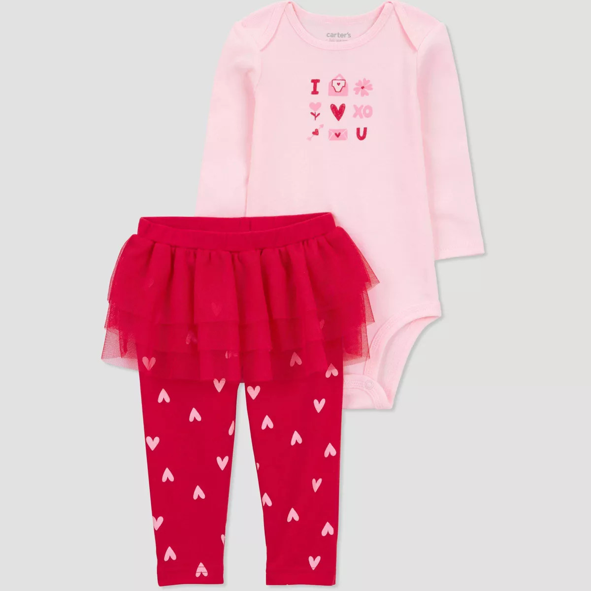 Carter's Just One You®️ Baby 2pc Valentine's Day I Love You Hearts Tutu Top & Bottom Set | Target
