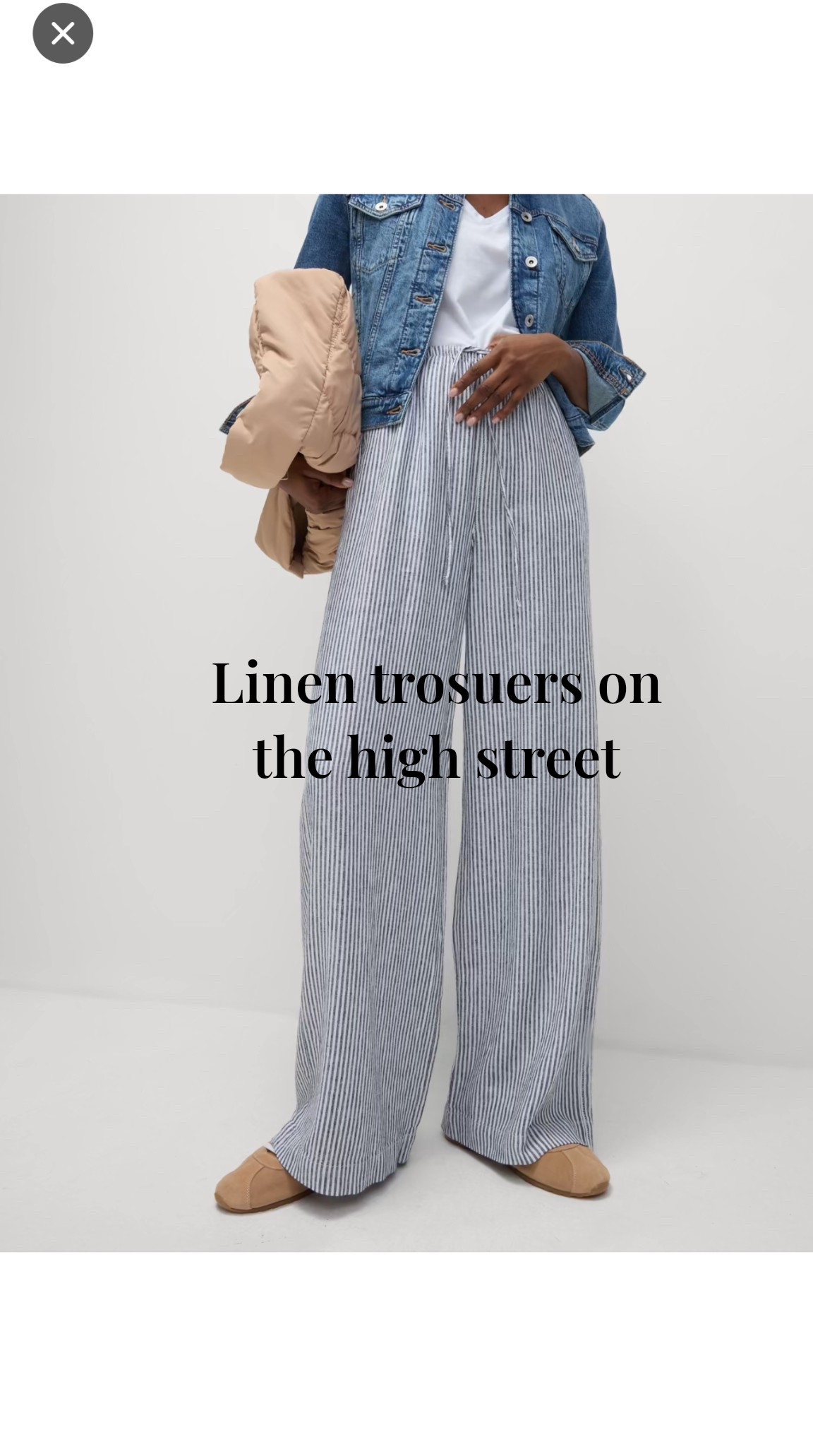 A selection of linen trousers on the high street 