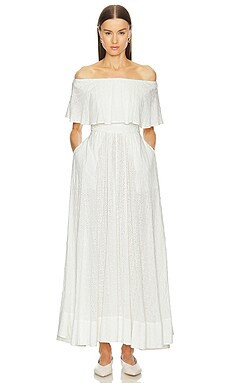 Helsa Petite Eyelet Garden Midi Dress in White from Revolve.com | Revolve Clothing (Global)