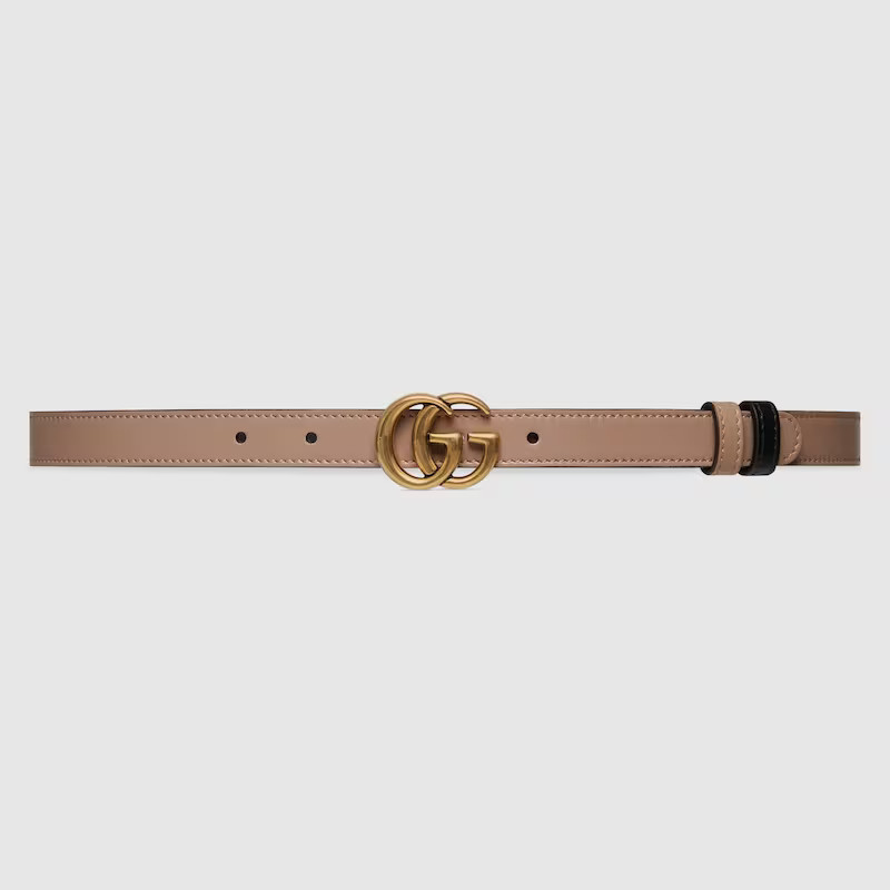 GUCCI GG Marmont Reversible Thin Belt, Size 95, Neutral, Leather | Gucci (US)