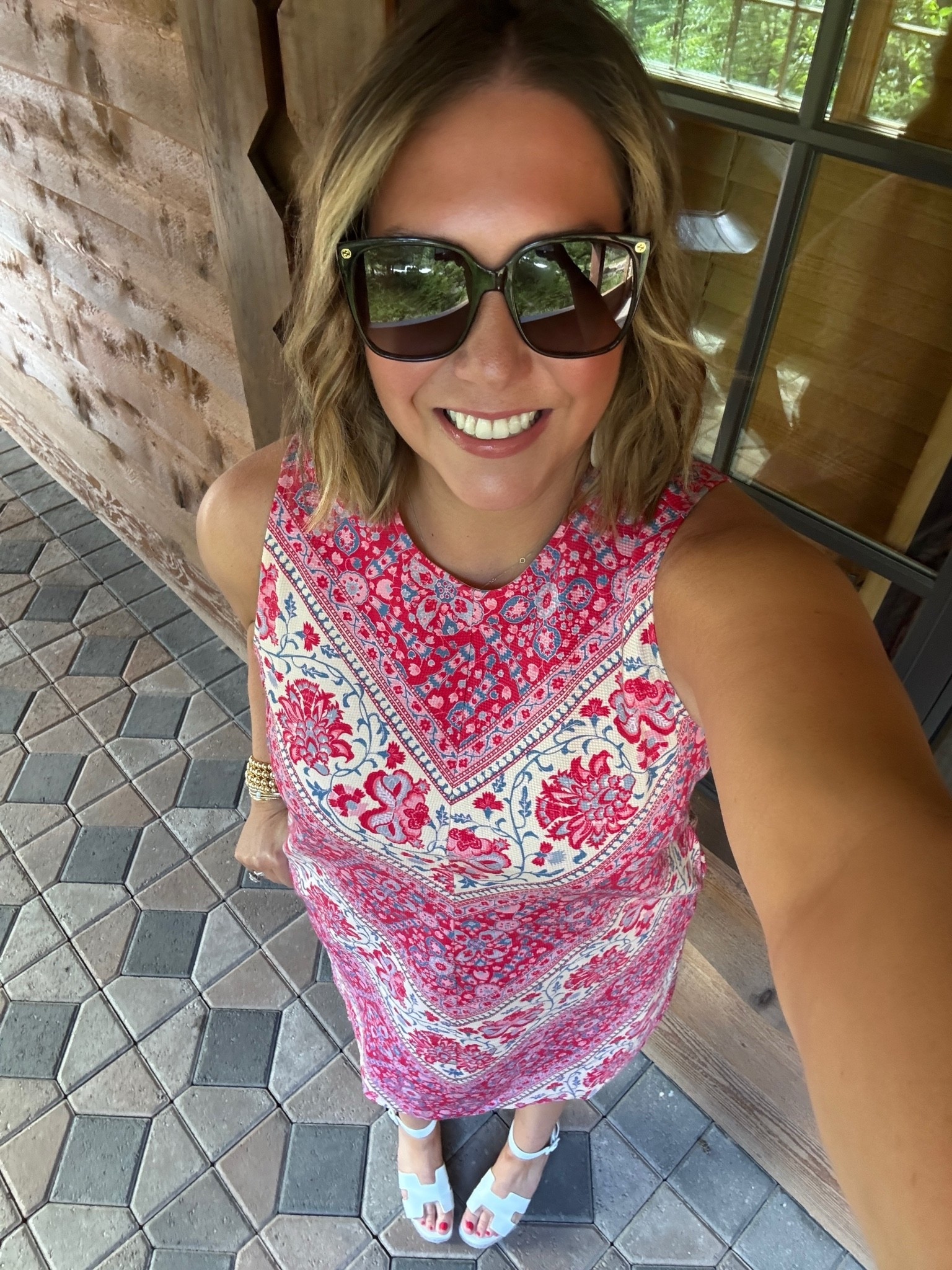 My outfit for the wedding in Oregon this past weekend! I love the colors in this dress and the pattern is so flattering. It’s a nice material that doesn’t wrinkle too much. I added a fun earring and a wedge to dress it up.

#LTKootd #LTKMidsize #LTKWedding