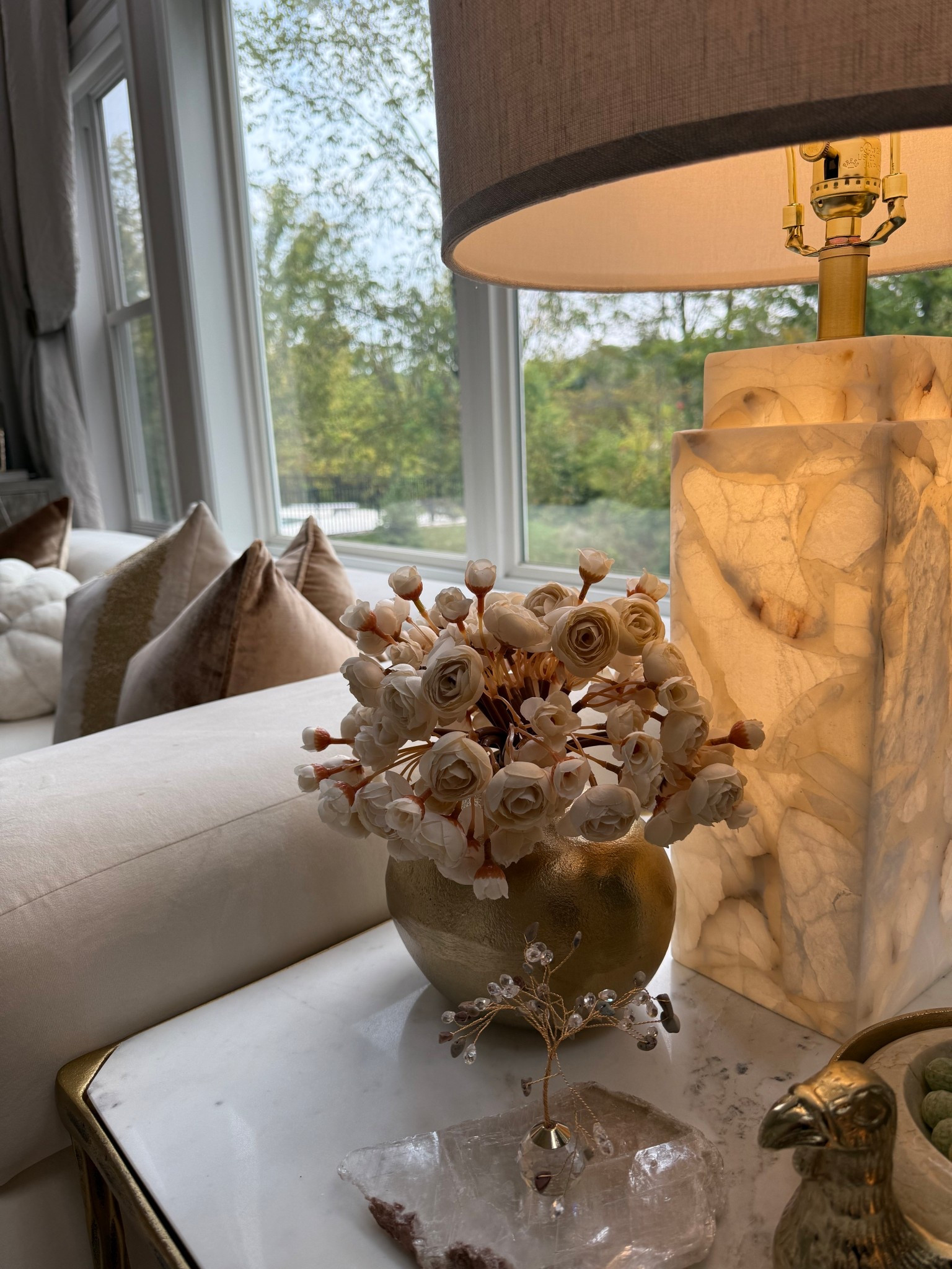 Beautiful beige ranunculus stems 