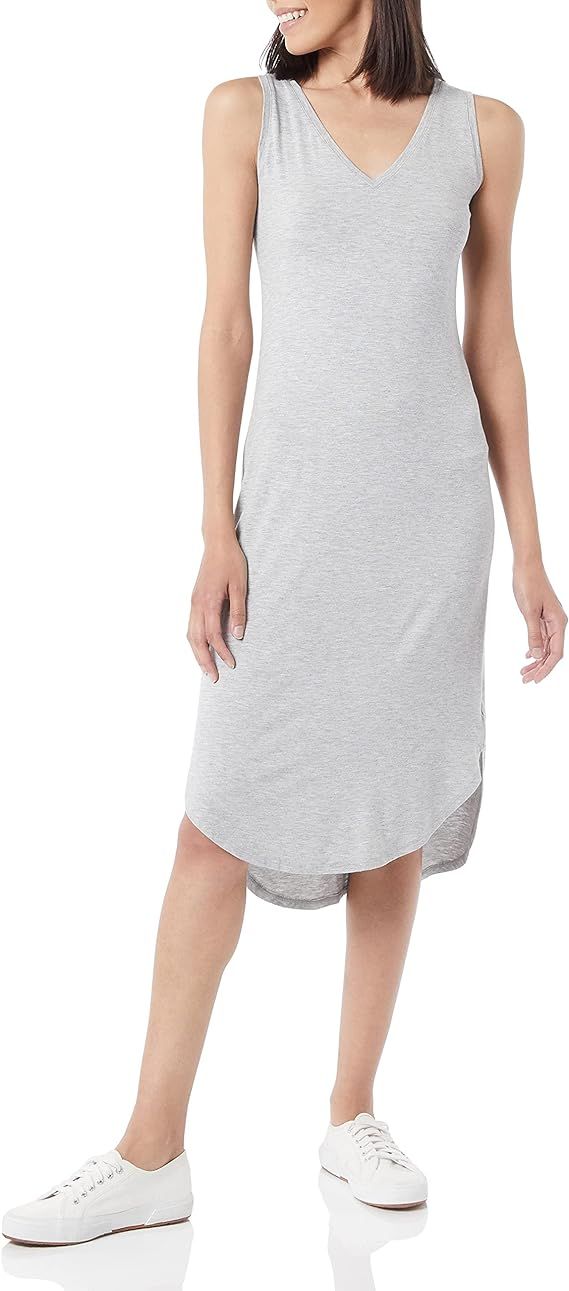 Amazon Essentials Women's Jersey Standard-Fit Sleeveless V-Neck Midi Dress (Previously Daily Ritu... | Amazon (US)
