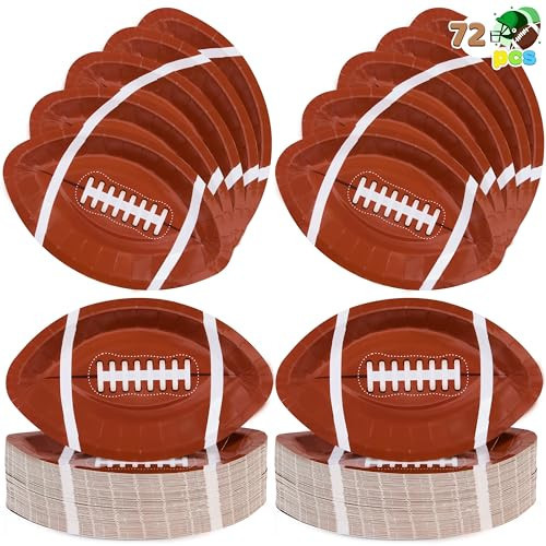 JOYIN 72 Pcs 10" Football Paper Plates, Disposable Football-Shaped Party Dessert Plate, Football Trays Platter Tableware for Football Game Day, Sports Event Party Supplies | Amazon (US)