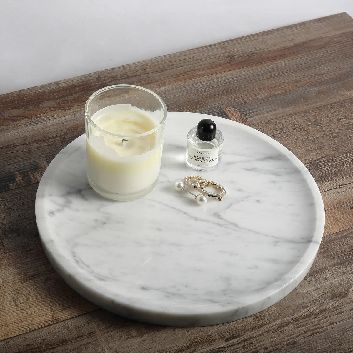 Round Natural Marble Tray,Arabescato | Wayfair North America