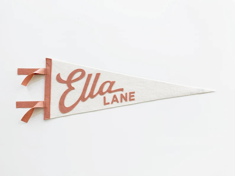 ELLA PENNANT - Custom Name Wool Felt Pennant Flag - Vintage Style Personalized Felt Pennants and ... | Etsy (US)