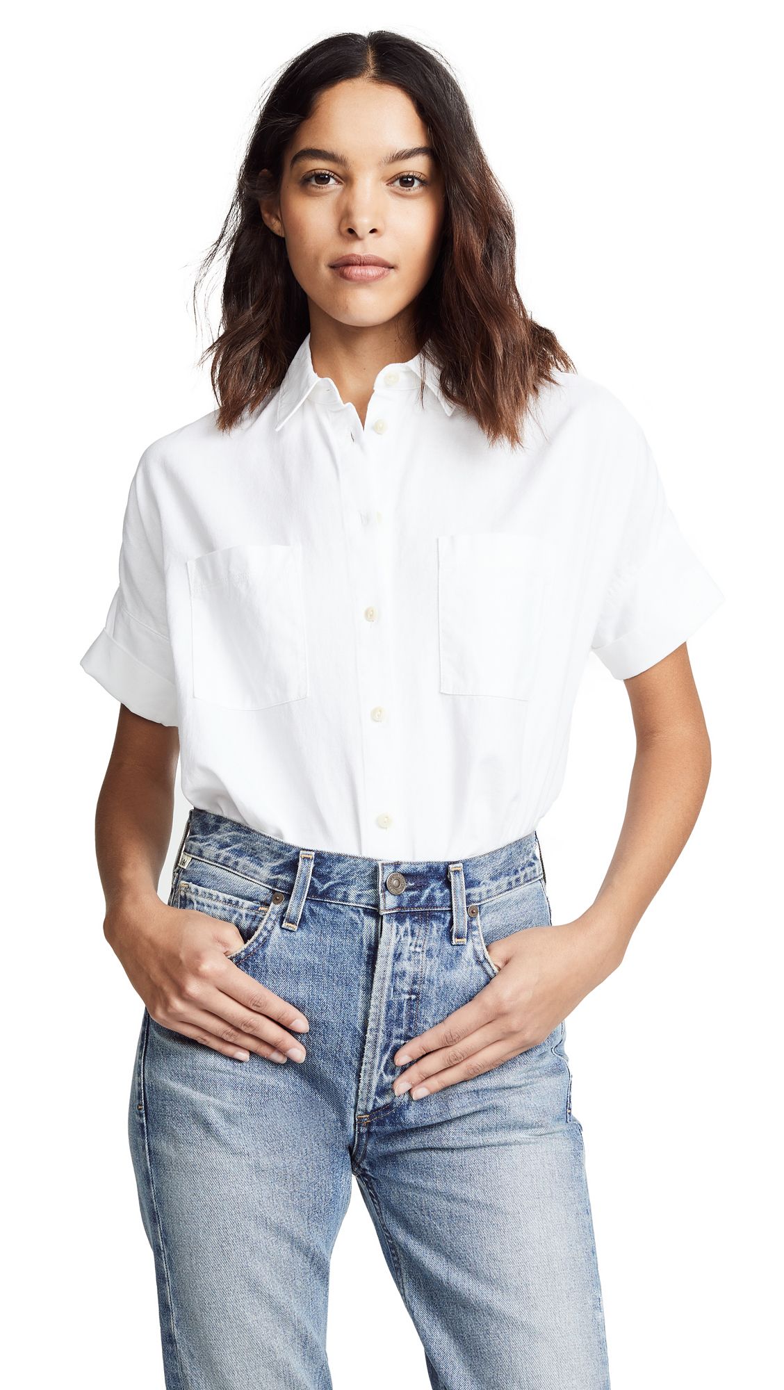 Madewell White Cotton Courier Shirt | Shopbop
