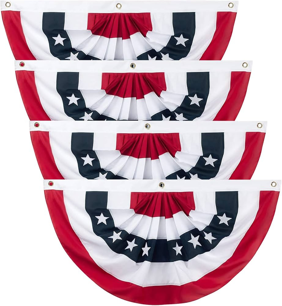 4PCS American Pleated Fan Flag, 3 x 6 Feet USA Patriotic Half Fan Bunting Flag for Outside, Indoo... | Amazon (US)