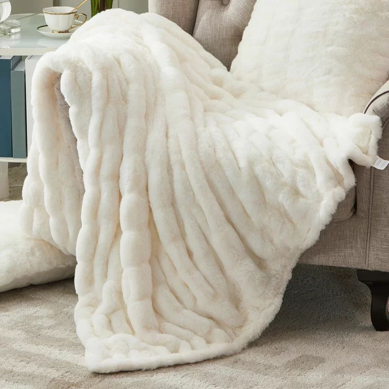 Alonzo 3 Piece Faux Fur Throw and Throw Pillow Set | Wayfair North America