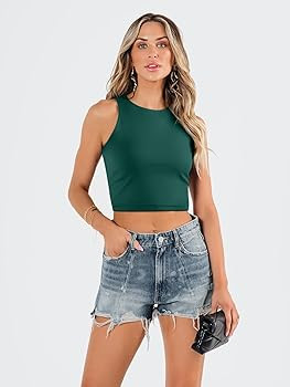 EFAN Women's Double Lined Racerback Crop Tank Top | Amazon (US)