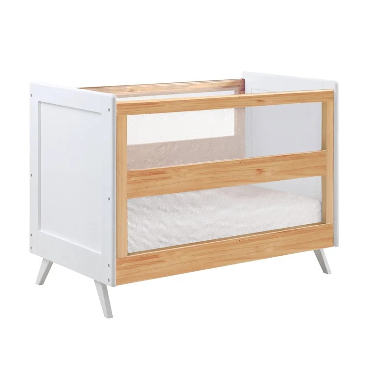 BreathableBaby Breathable Mesh 3-in-1 Convertible Crib, Beech & White, Greenguard Gold Certified | Walmart (US)