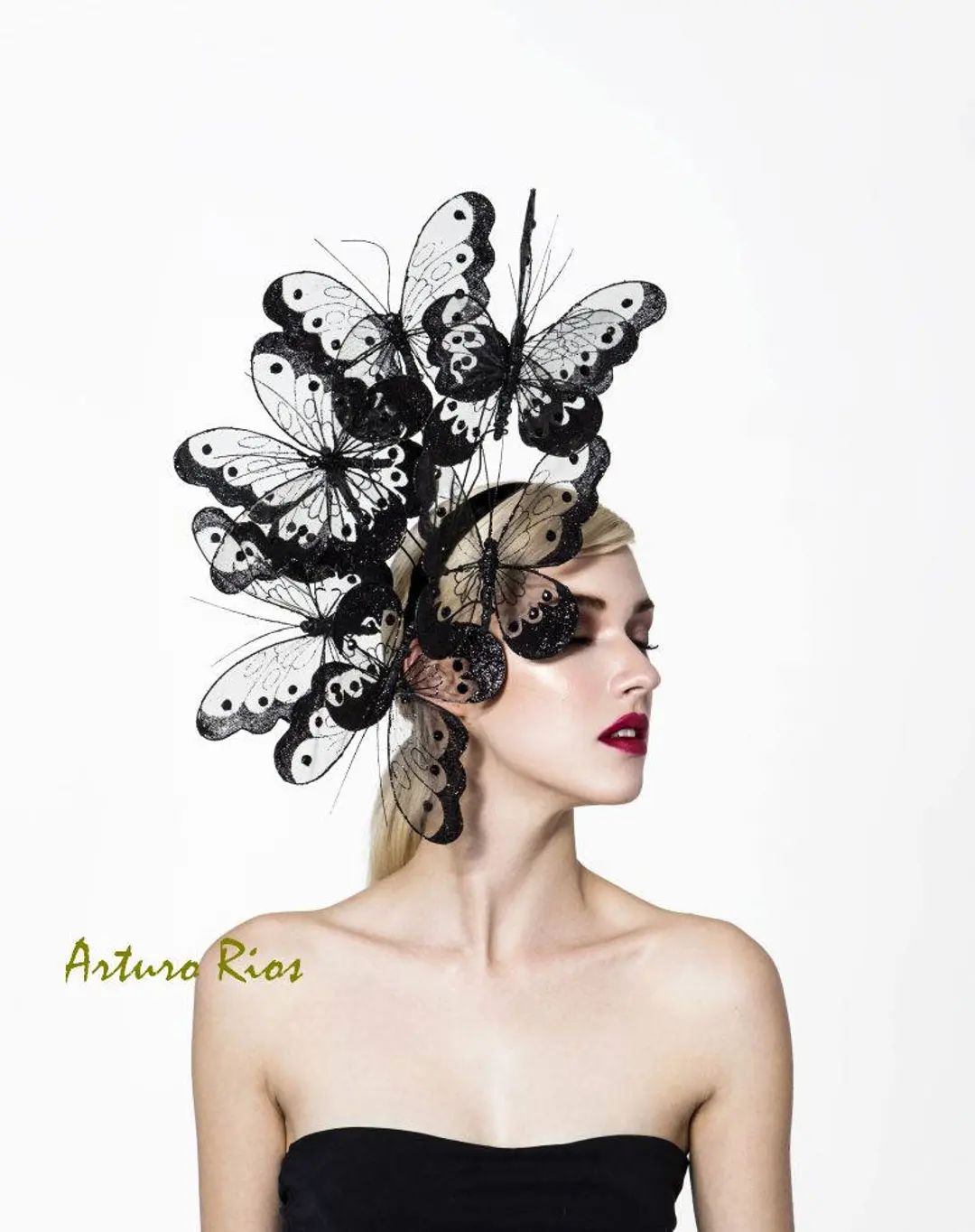 Black Butterflies Headpiece, Couture Butterfly Fascinator, Derby Fascinator, Melbourne Cup Fascin... | Etsy (US)