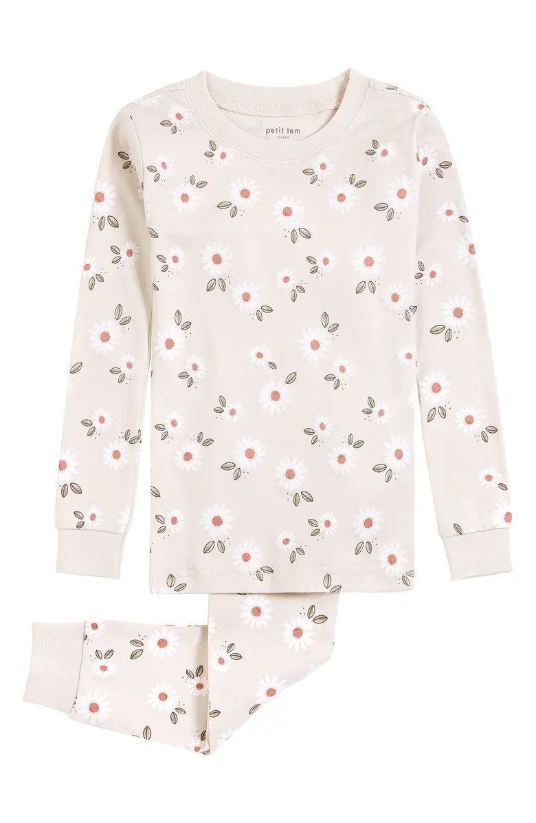 Kids' Daisy Print Cotton Fitted Pajamas | Nordstrom