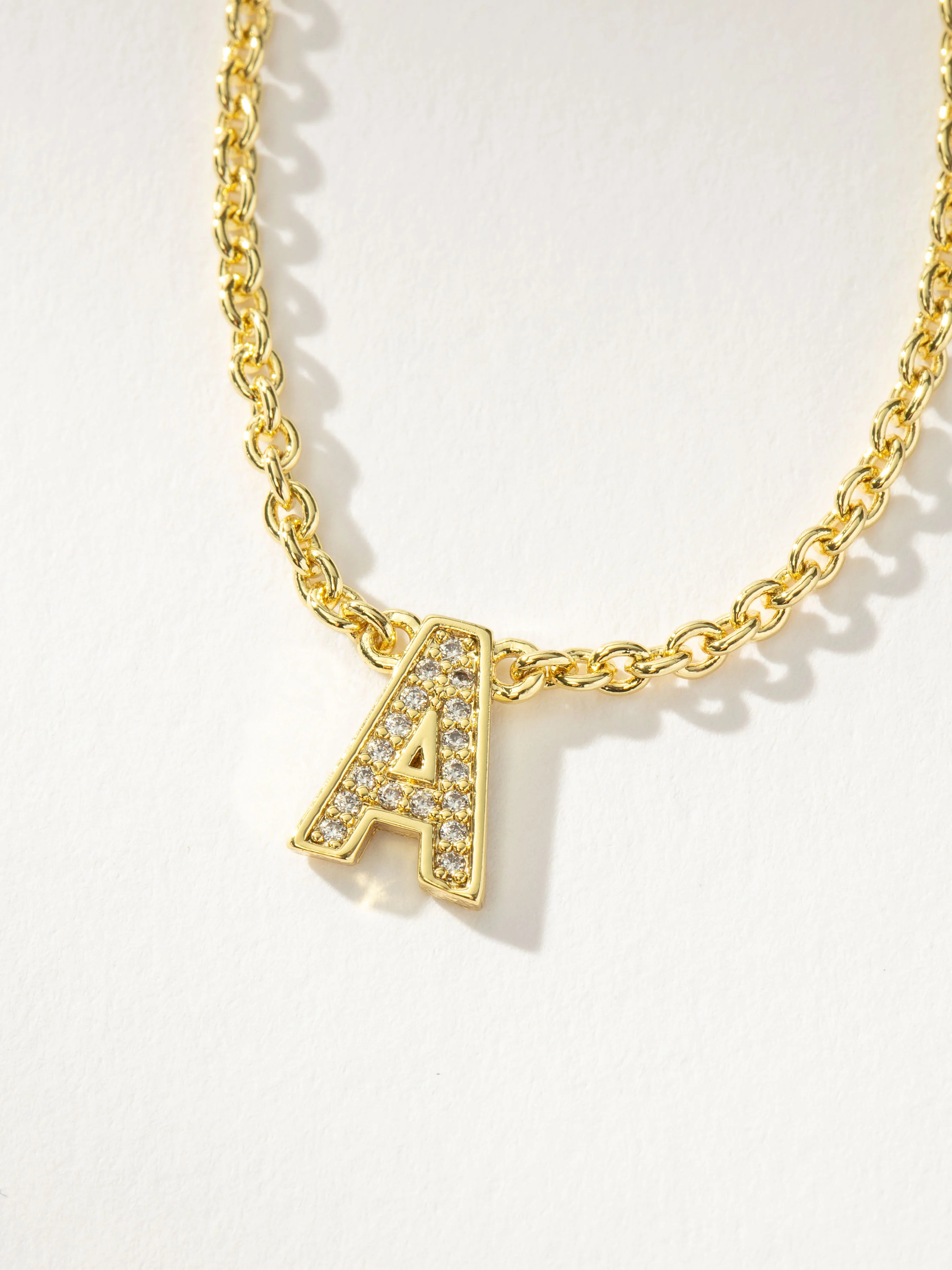 Initial Here Chain + Pavé Letter Necklace in Gold | Uncommon James | Uncommon James