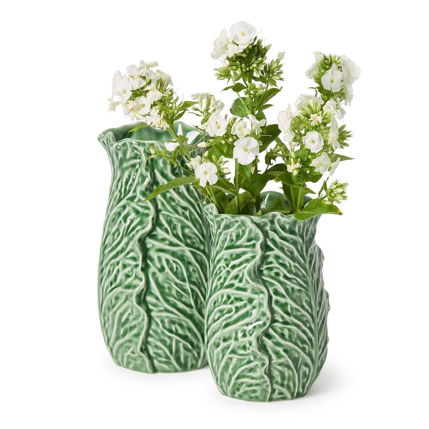 Two's Company Cruciferous Leaf Textured Vases, Set of 2, 9.5-Inch, Green | Amazon (US)