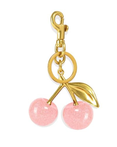 LOLAHA Classic Cherry Bag Charms Purse Charms for Handbags Purse Accessories, Pink Cherry Charm Chain Gold Key Ring Clip, Cute Bag Accessory Gifts for Women | Amazon (US)