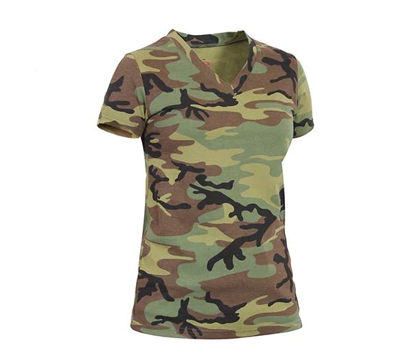 Womens Long Length V-Neck Camouflage T-Shirt, Woodland Camo | Walmart (US)