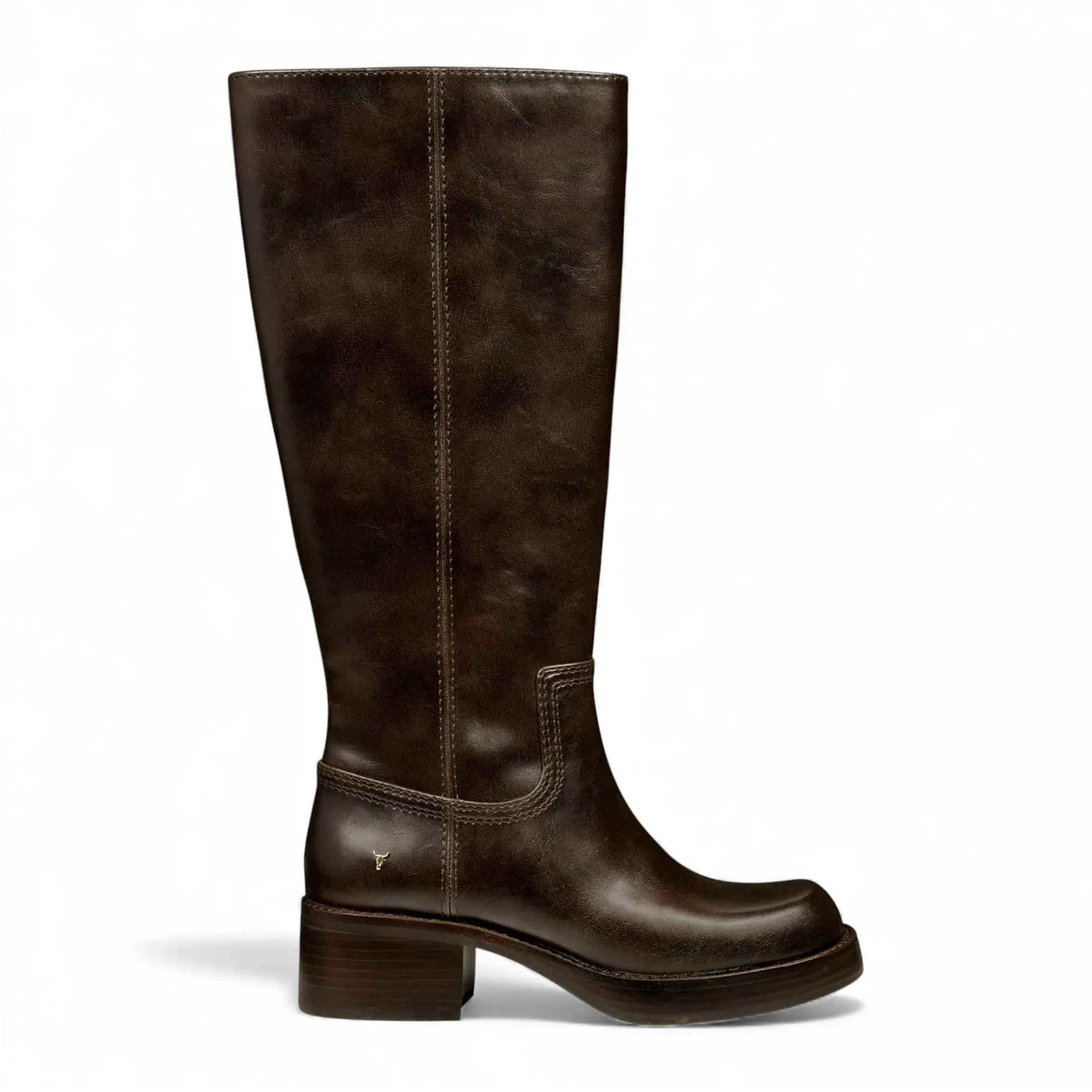 Windsor Smith Women's Faux Leather Knee-High Western Riding Boots - Technique in Brown | Size: 3 | Debenhams UK