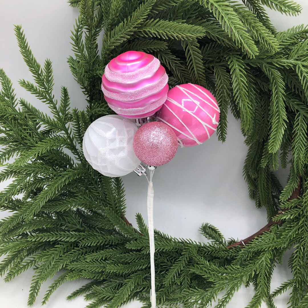 Pink Ball Ornament Holiday Pick,christmas Ball Ornament Clusters,hot Pink Ornaments,ornaments Clu... | Etsy (US)