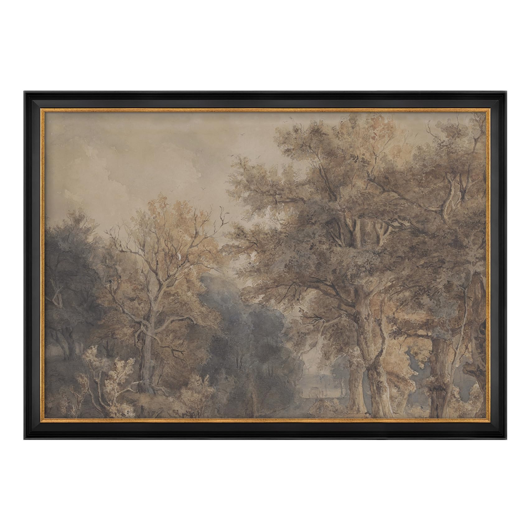 MUDECOR Premium Framed Wall Art Vintage Woodland Landscape Classic Sepia Forest Scene Illustratio... | Amazon (US)