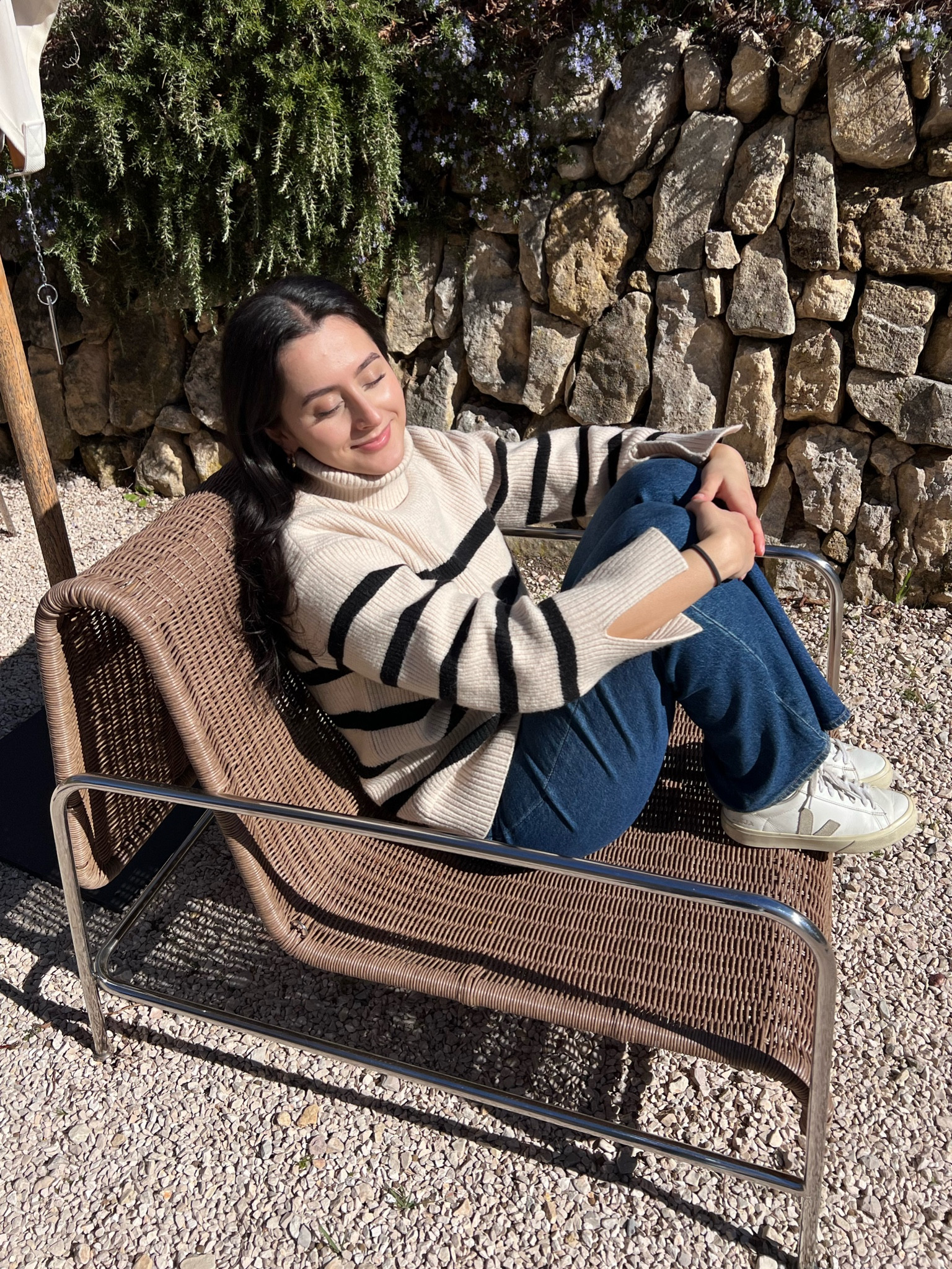 Stripe knit jumper, stripe knit sweater, blue jeans, wide leg jeans, blue denim, veja trainers, casual outfit, spring outfit, simple outfit, minimal style, classic outfit, work outfit 

#LTKworkwear #LTKSeasonal #LTKstyletip