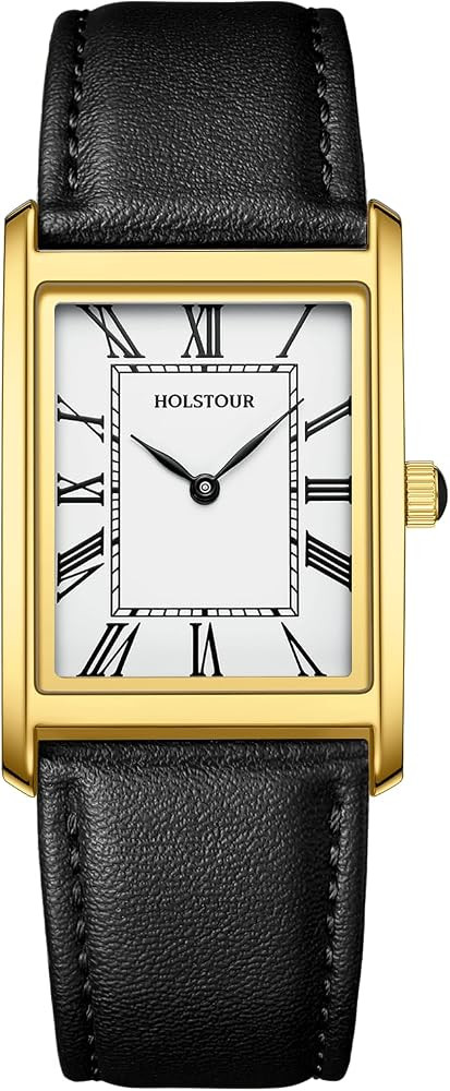 Watches for Men Business Simple Model Rectangle Roman Numerals Case Water Resistant with Leather ... | Amazon (US)