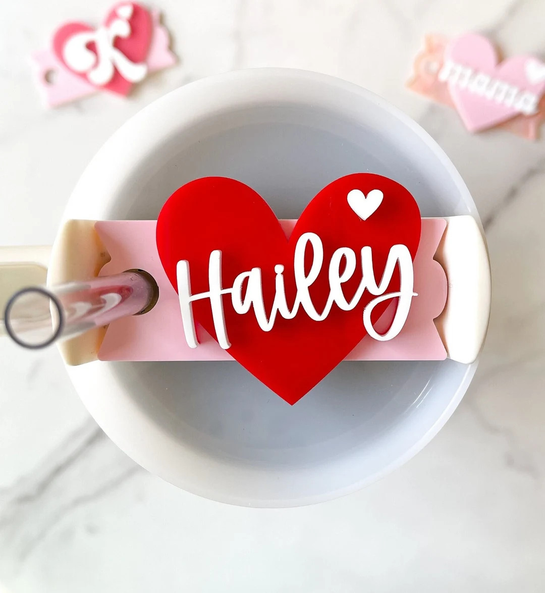 Personalized Valentine Heart Stanley Topper | H2.0 Tumbler Name Plate - Etsy | Etsy (US)