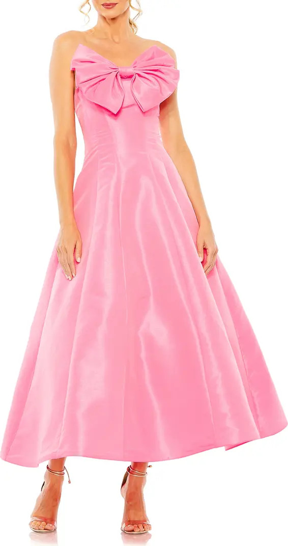 Bow Front Strapless Taffeta A-Line Gown | Nordstrom