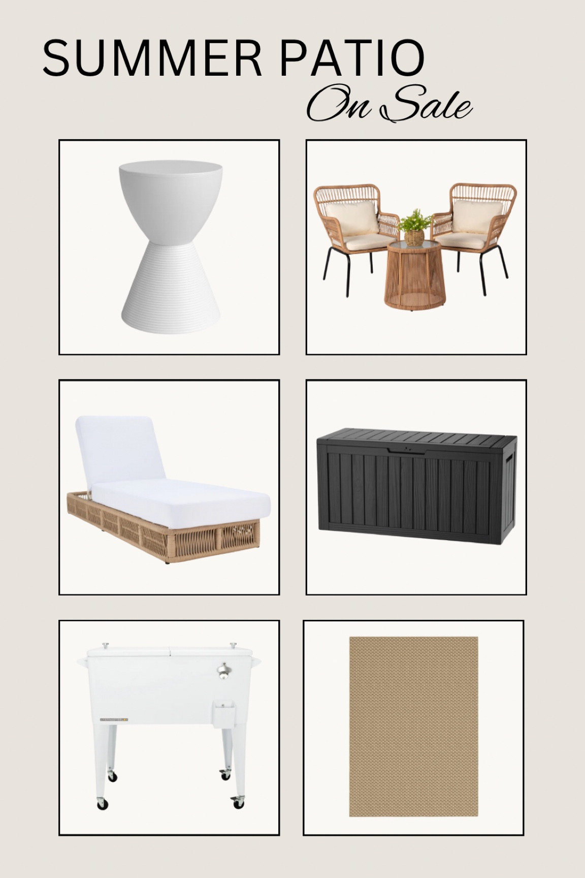 ON SALE! Summer patio finds!

#onsale #summerpatio #sidetable #cooler #outdoorrug #deckbox #loungechair #patiostyle #neutralhome #homefinds

#LTKsummer #LTKhome #LTKsale