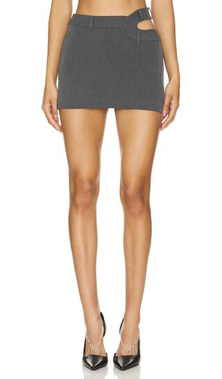 MARRKNULL Asymmetric Mini Skirt in Grey. | Revolve Clothing (Global)