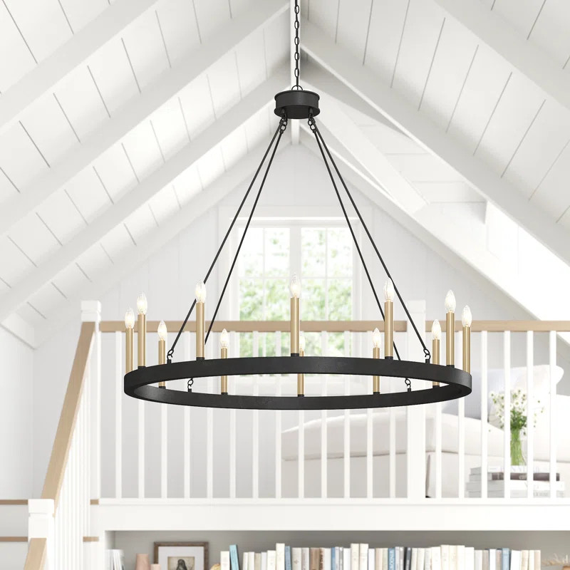 Madalyn 12 - Light Candle Style Wagon Wheel Chandelier | Wayfair North America