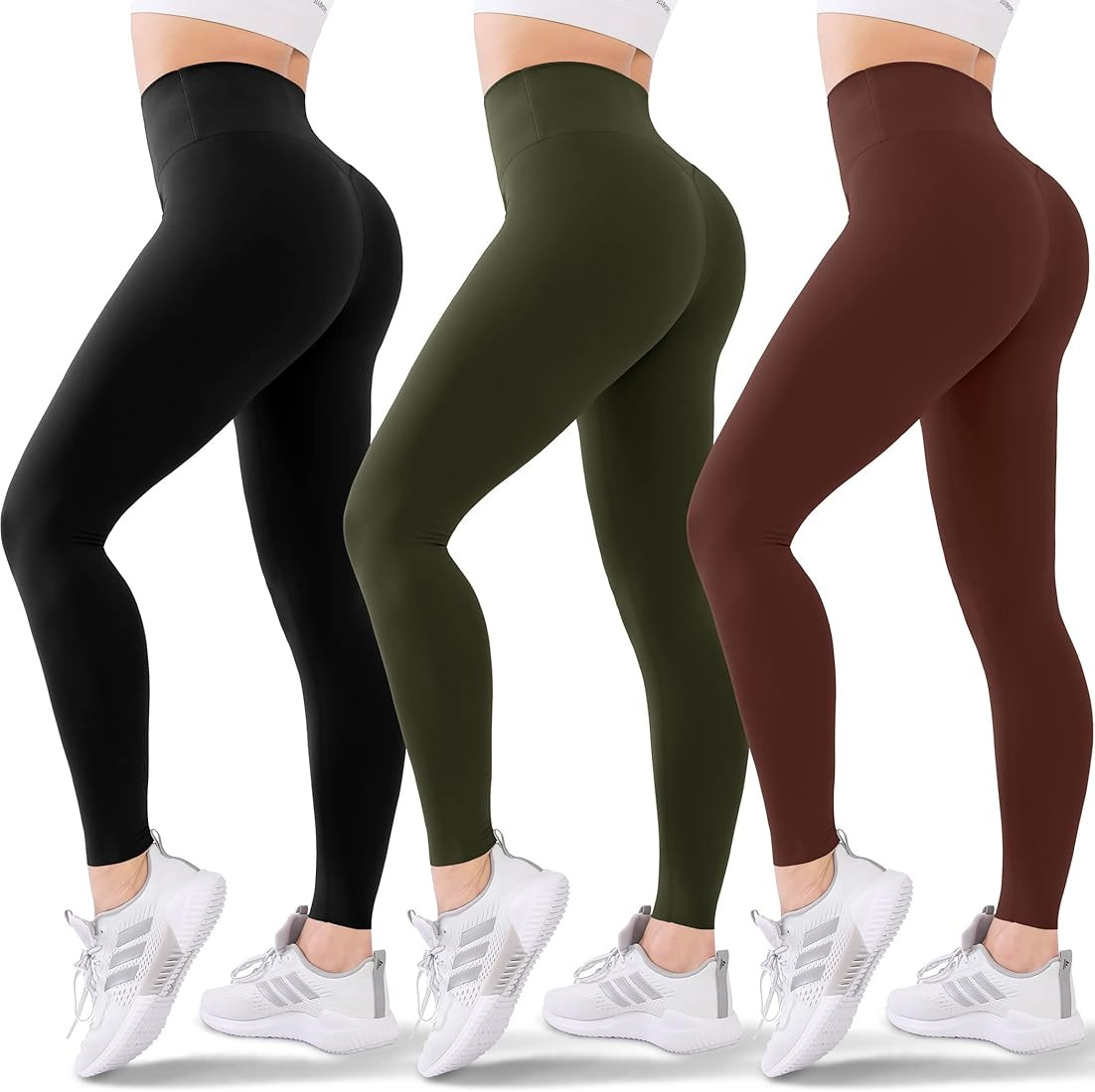 Blisset 3 Pack High Waisted Leggings for Women-Soft Athletic Tummy Control Pants for Running Yoga... | Amazon (US)