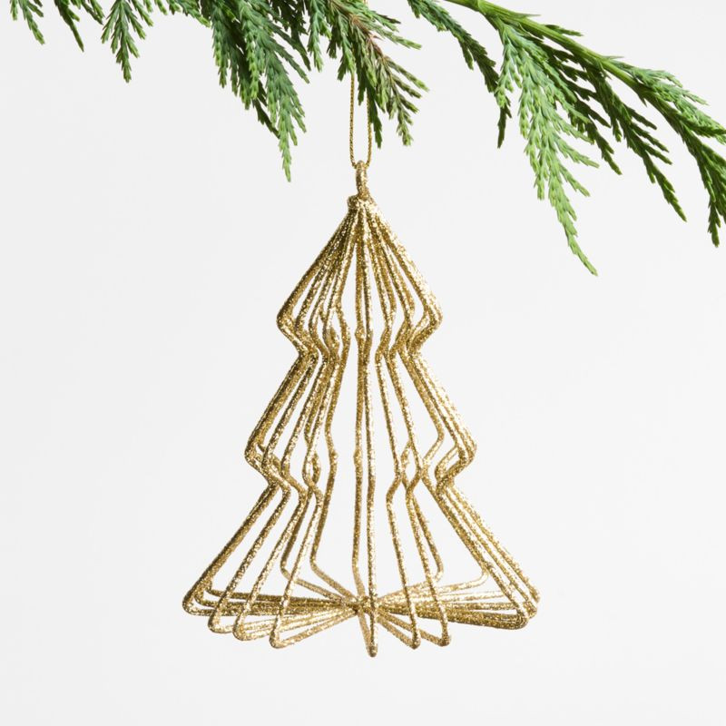 Gold 3D Tree Christmas Ornament | Crate & Barrel | Crate & Barrel