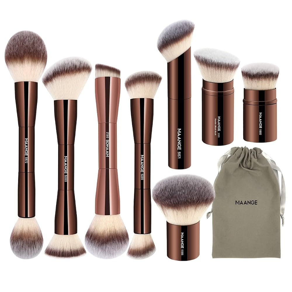 MAANGE 8 Pcs Makeup Brushes with Bag, Double-End Multi-functional Makeup Brushes for Blending Liq... | Amazon (US)