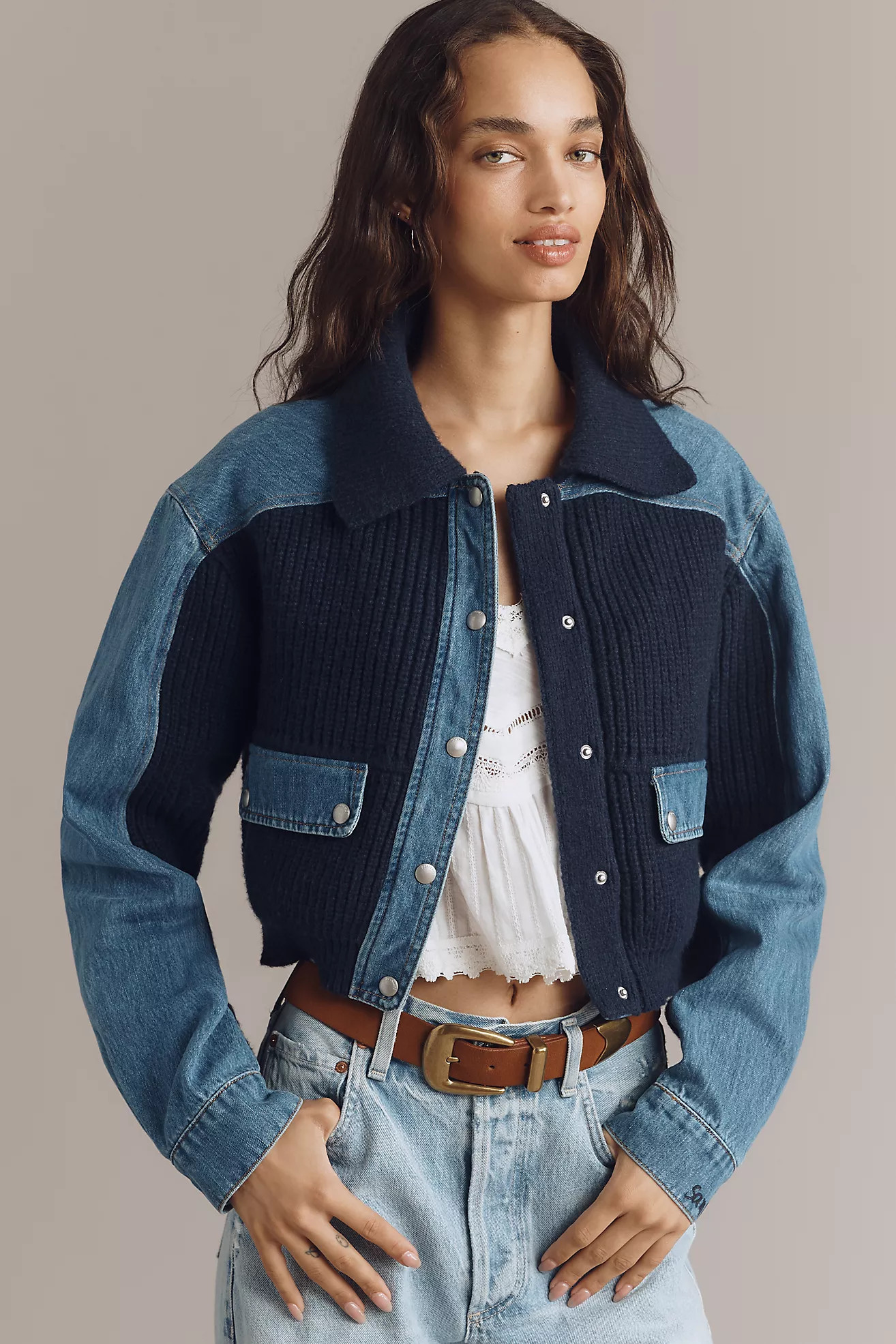 BLANKNYC Moving Up Denim Sweater Jacket | Anthropologie (US)