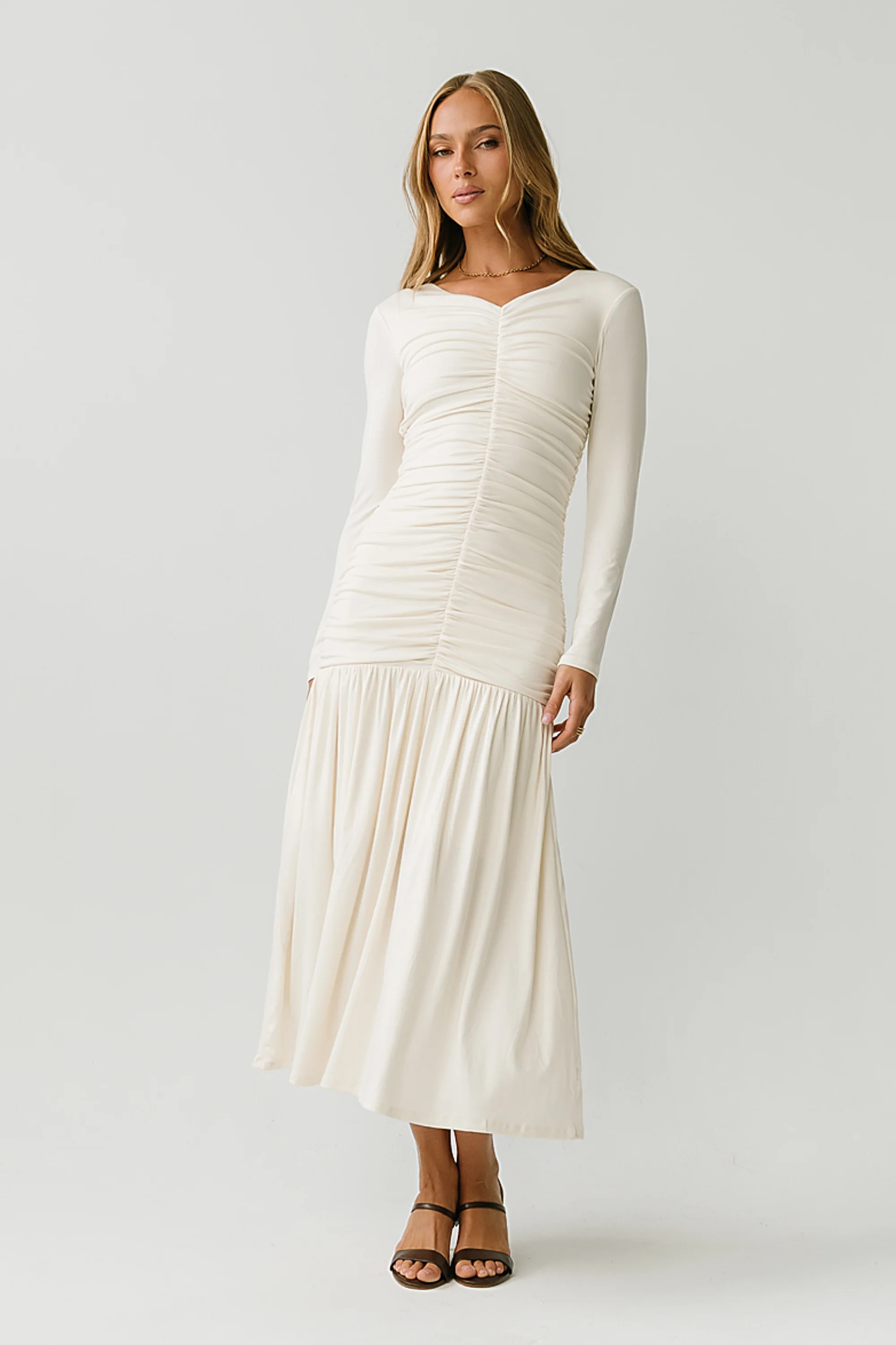 Danna Ruched Maxi Dress in Ivory | Böhme US