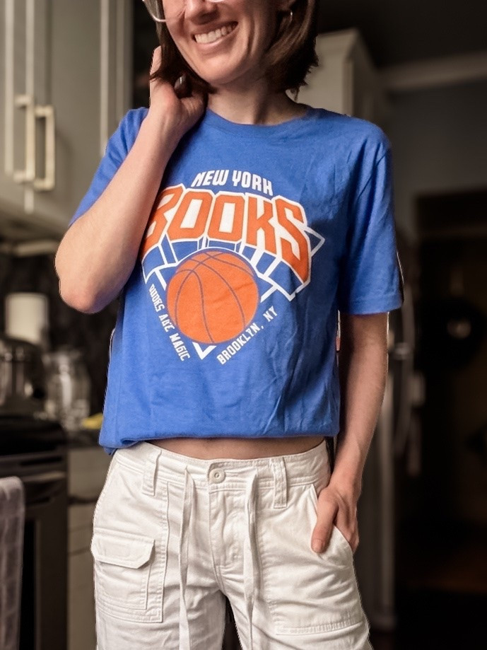 Knicks book shirt: got from Books Are Magic Bookstore in Brooklyn NY