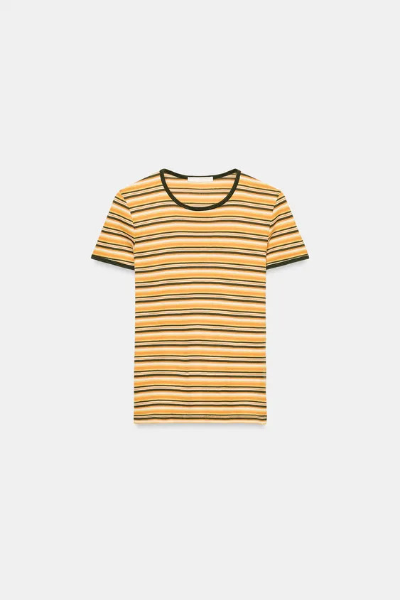 T-SHIRT À RAYURES LISERÉ CONTRASTE | Zara FR