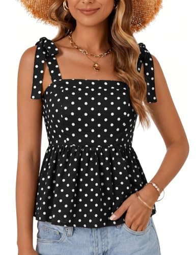 FOMELY Polka Dot Tops for Women Ruffle Babydoll Tops Summer Outfits | Amazon (US)