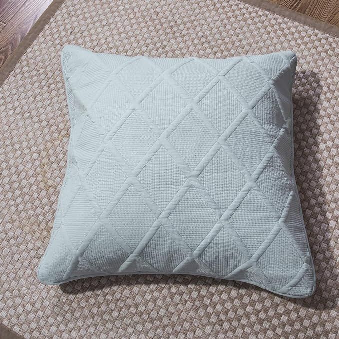 Tache Solid Seafoam Blue Green Soothing Pastel Soft Cotton Geometric Diamond Stitch Pattern Euro ... | Amazon (US)