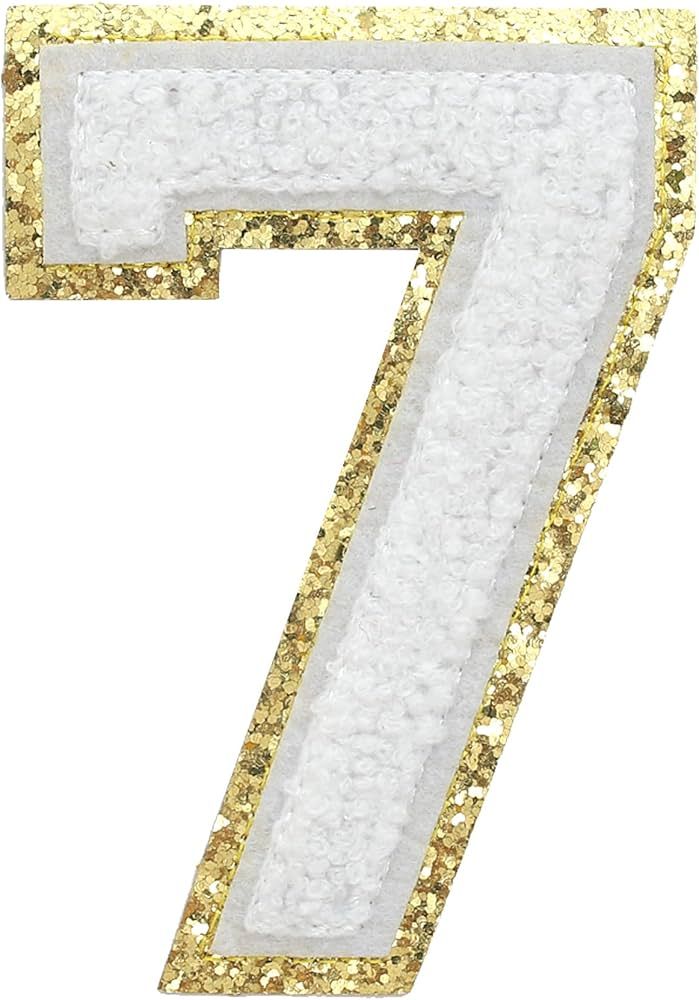 GYGYL 3PCS Chenille Varsity Glitters Numbers Patch, Iron on Large Size Number Patches for Team Co... | Amazon (US)