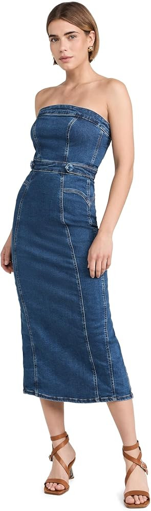 Good American Women's Denim Tube Midi Dress | Amazon (US)