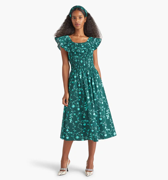 The Akilah Nap Dress - Emerald Botanical Poplin | Hill House Home