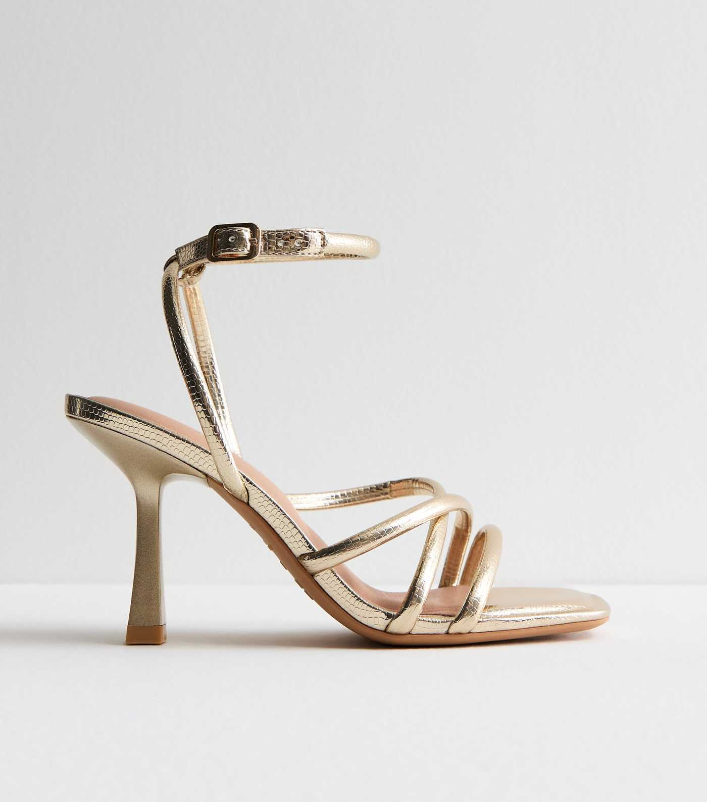 Gold Multi-Strap Stiletto Heel Sandals
						
						Add to Saved Items
						Remove from Saved It... | New Look (UK)